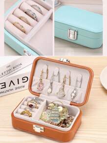 Rectangular Jewelry Organizer, Earrings, Necklace, Ring Portable Storage, Jewelry Storage Box,Transparent Plastic 3.5cm/1.38in Mini Jewelry Box,Portable Dust-Proof Box, Suitable For Travel And Outings, Ideal For Bffs, Girlfriend And Mom. For Women Storage Organizer Travel Essentials Gift Back To School