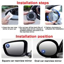 Car Blind Spot Mirror, Round HD Glass Framed Convex Rearview Mirror With Wide Angle Adjustable Suction Cup For Cars SUVs And Trucks