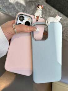 1pc 3D Cute Cat PU Leather Phone Case (Light Blue/Pink), Slim Shockproof Cover With Raised Kitten Design, Soft Matte Protective Case, Kawaii Aesthetic Gift For Women Girls For IPhone 17/17 Air/17 Pro/17 Pro Max, 16/15/14/13/12/11, OPPO