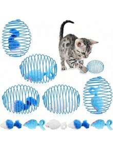 1pc Cat Spring Balls Stretchable Springs Toys Interactive Rolling Balls Colorful Playful Coils Spring Action Toy Caged Rats For Kitten Cat Pet Supplies Indoor - View 2