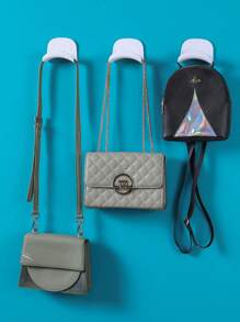 1pc Plastic Wall Mount Hanger Rack For Bags, Headphones, Ties, Scarves, Headset, Bluetooth Earphones Storage, Suitable For Dorm, Entryway No-Drill