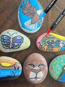 12/24/26/36 Colors Waterproof Dual Tip Acrylic Paint Pens, Dot & Fine Tip Premium Coloring Drawing Markers Set For Wood, Rock Painting, Canvas, Glass, Ceramic Surfaces And DIY Crafts Making Art Supplies,School Office Supplies, Halloween And Christmas Party Supplies