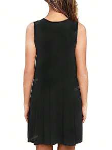 Abito-maglietta casual estivo da donna, tinta unita, minimalista, senza maniche, vestito a canottiera aderente, outfit da spiaggia e vacanza
