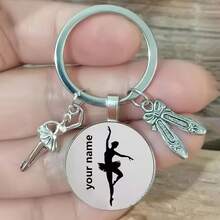 Personalized Name Ballerina Keychain, Ballet Girl Dance Shoes Keychain, Private Customization - Multicolor - View 15