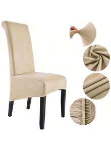 4-Piece Set Of Chair Covers, Extendable, Removable, Washable, Black/Gray/Beige, 44x35x42cm