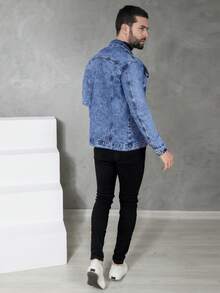 Men's High Quality Winter Premium Denim Jacket - Azul lavado medio - Ver 2
