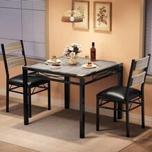Studyset Dining Table Set For 2,Kitchen Table With 2 Upholstered Chairs,Wood 3-Piece Kitchen Dining Room Set With Corner Protector,Compact Dining Set For Small Space,Apartment - Grey - View 1