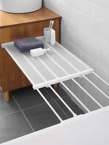 1pc Expandable Closet Shelf Punch Free Closet Tension Shelf Adjustable Organizer Wardrobe Divider Layered Rack For Cabinet Wardrobe Cupboard Kitchen Bathroom - White - View 8