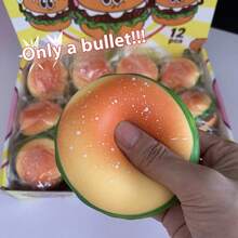 2025新款创意汉堡挤压球减压玩具慢回弹面粉脱水流行玩具生日/节日礼物 - 咖啡棕 - 查看 3