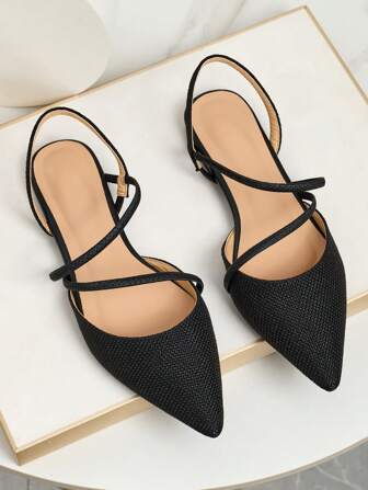 Nya svarta slingback-sandaler med stängd tå, enfärgade, avslappnade slip-on-loafers, koreansk mode, mångsidig gudinnastil för damer, sommar/vår/höst