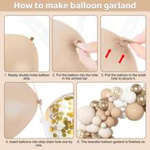 90pcs White Balloon Arch & Garland Kit, 18" 12" Sizes, Beige Cream Champagne Gold Metallic & Confetti Latex Balloons Suitable For Boho Neutral Baby Shower Birthday Party Decor