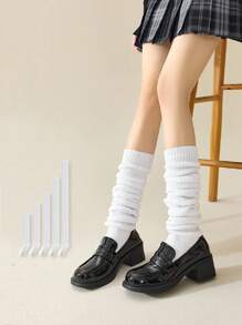 1 Pair White Over-The-Knee Socks, Elephant Pattern Warm Thigh High Slouchy Socks, Autumn/Winter