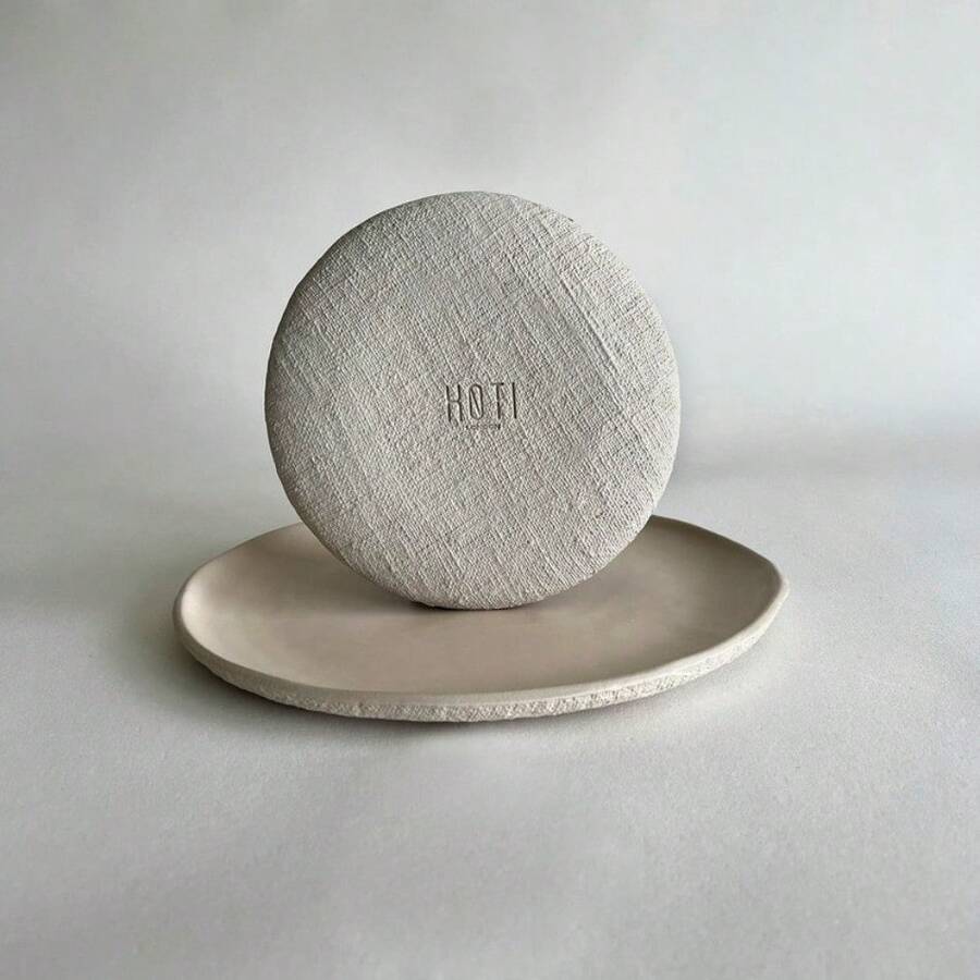 Small Dinner Plate, Ceramic Plate, Tableware Set, Handmade Ceramic Textured Stoneware, Natural Rustic Wabi Sabi Design - Beige - 1 - View 1