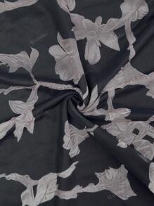 Vestito lungo e sottile da donna per l'estate, con stampa su tutto il corpo, cintura e fodera