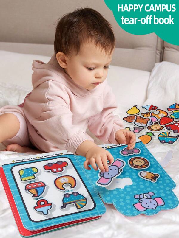 1pc Infant/Toddler Non-Woven Rip-And-Learn Book, Quiet Hands-On Fabric Book With Hook And Loop, Various Patterns For Cultivating Baby's Logic Thinking, Baby's First Cognitive Book, Baby Cloth Book, Easter/Birthday Gift
