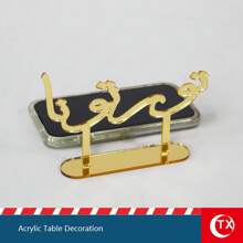 TX 1 pieza Placa de sobremesa de acrílico dorado con caligrafía árabe y texto de bendición, decoración personalizada árabe para restaurante, centro de mesa para fiesta de Ramadán, decoración de mesa del hogar para días festivos