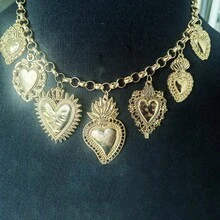 Dây chuyền mặt dây chuyền Thánh Tâm Maria Vàng theo phong cách Gothic, hợp kim tráng men đỏ hình ngọn lửa Thánh Tâm Công giáo Punk Trang sức - yêu - Xem 5