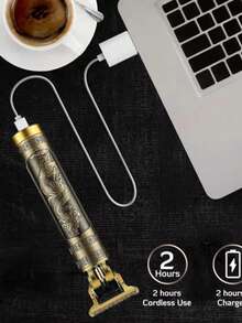 Kemei KM-T9 电动理发机 男友礼物 专业理发器套装 USB 充电式迷你胡须修剪器 0mm 雕刻剪 复古合金机身 1 件 - 銅色 - 查看 10