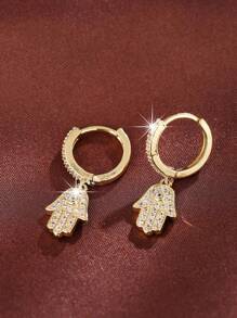 1 Par de pendientes tipo clip de mariposa con microincrustaciones de circonita en color dorado, adecuados para uso diario