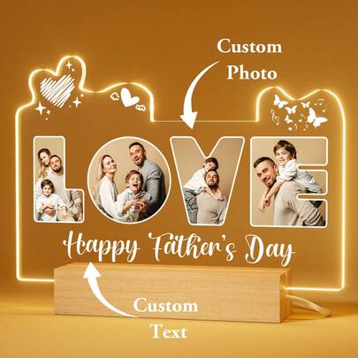 Personalised Love Lamp With Photo And Text - LED Picture Frame - Custom Gifts For Him Her Valentine's Day Anniversary Birthday Christmas