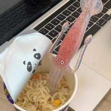 1 件鱿鱼面叉，创意方便面叉，耐热，独特的餐叉，适用于水果、小吃，适用于餐厅、酒店、派对、厨房