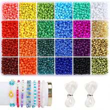 2400pcs Glass Seed Bead DIY Set, 24 Colors 4mm Mixed Beading For Bracelet Necklace Jewelry Making Craft Kit, Creative Handmade Gift Box - Multicolor - View 9