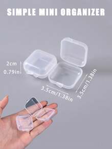 Rectangular Jewelry Organizer, Earrings, Necklace, Ring Portable Storage, Jewelry Storage Box,Transparent Plastic 3.5cm/1.38in Mini Jewelry Box,Portable Dust-Proof Box, Suitable For Travel And Outings, Ideal For Bffs, Girlfriend And Mom. For Women Storage Organizer Travel Essentials Gift Back To School