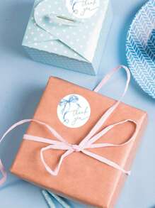 1 Roll/500 Blue Bow Thank You Stickers | 1-Inch Watercolor Stickers | Add Your Own Paper | For Showers, Weddings, Parties And Small Business Decor | Elegant Blue Ribbon Designs For Classrooms | Elegant Text Designs