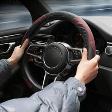 Bọc vô lăng xe hơi bằng da sợi carbon PU (không có vòng trong), phù hợp với vô lăng có kích thước từ 14,17-15,35 inch. - vỏ bọc vô lăng - Xem 7
