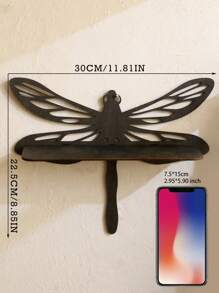 1Pc Bohemian Style Wooden Dragonfly Wall Frame-30CM/11.81IN Hanging Decorative Storage,Boho Farmhouse Wall Art,Vintage,Multi-Purpose Storage Rack,Easy To Install,Suitable For Home Decoration In All Seasons-Inspired Floating Shelf For Living Room,Bedroom, Hallway,Corridors,Daycare Centers,Kitchens,Offices,Farmhouses,Etc