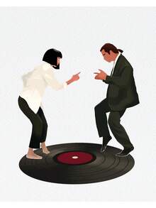 低俗小说电影场景海报杰克兔之舞帆布画现代墙面艺术塔伦蒂诺电影院客厅家居装饰节日和生日礼物、办公室装饰布置艺术品可选框架﻿ - 彩色 - 查看 9