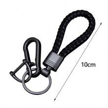 1pc Braided Rope Keychain With Lock, Men Key Holder For Motorcycle, Anti-Lost Car Key Ring Charm