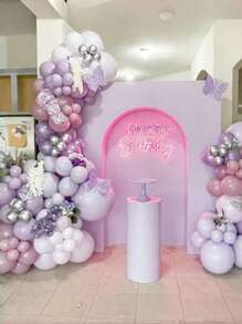 Kit de 124 piezas de guirnalda de arco con globos con forma de mariposa, globos rosas y púrpuras con mariposas de lámina lila lavanda, para decoración de fiestas de cumpleaños, bodas, Día de la Madre, San Valentín, baby shower