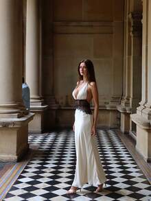 Vestido de verano para mujer, vestido de encaje de poliéster elegante y sexy para cena formal de estilo vintage