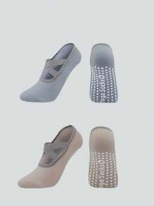 1 paire/2 paires/4 paires/6 paires de chaussettes de yoga multicolores, chaussettes de sport avec sangles croisées anti-dérapantes pour le pilates, le ballet, la danse, le fitness intérieur sur le sol, avec semelles en silicone anti-dérapantes