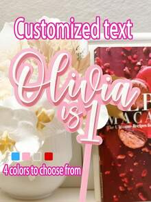 1 Stück personalisierte Acryl Kuchendekoration mit individuellen Namen und Zahlen - Geburtstagsdekoration, ohne Strom, leichtes Design, geeignet für Kuchen, Cupcakes und Desserts, Partyaccessoires | Personalisierte Kuchenhüte | Leichter Deckel, zarte Romantik, Wohnen & Leben, Heimsuchung Ihres Zuhauses, Souvenirs, schickes Design - Verschiedenfarbig - Übersicht 1