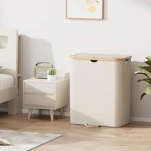 Cesto de ropa sucia con tapa y bolsas extraíbles, 150L, plegable y grande, con 2 divisores, cesta para ropa sucia con asas, organizador de cesta de lavandería doble de color beige para dormitorio, cuarto de lavado, universidad - Beis - Ver 6