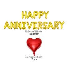 18pcs/Set Happy Anniversary Decoration Balloons Garland (Red, Gold, Silver, Rose Gold), Heart Foil Balloons, Suitable For Valentine's Day, Anniversary, Engagement, Wedding, Romantic Home Decor, Romantic Holiday Decoration, Party Decor - Multicolor - View 12