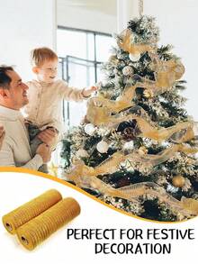 Cinta metálica de malla navideña de 5.9 pulgadas x 30 pies (10 yardas), roja, dorada, plateada, verde, beige con laminado, cinta de malla para coronas, guirnaldas y decoración del árbol de Navidad, decoración navideña del hogar, regalo de Navidad 2024, Año Nuevo 2025 - 26cmx10 yardas - Ver 10
