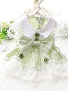 Lightweight Dog Clothes For Spring & Summer, Princess Style Polka Dot & Lace Pet Dress For Small Dogs Like Poodle, Bichon Frise, Yorkshire Terrier - Green - View 4