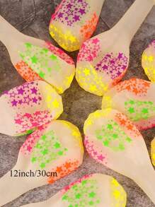 Neon Glow Balloons Neon Stars/Dot Balloons Glow In Blacklight Black Light Fluorescent Neon Latex Balloons For Birthday Wedding Glow Party Supplies,Christmas