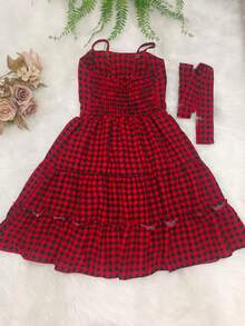 Slim-Strap Plaid Dress - Festa Junina 2025 Shortened Model That Enhances The Body, Vibrant Colors - 紅色 - 查看 7