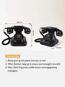1 Pc Black Wedding Telephone, Recording Telephone, Wedding Voice Message Book (Audio Guestbook) - Vintage Message Phone Suitable For Weddings And Parties To Record Custom Audio Messages, Wedding Voice Message Recorder, Wedding Phone, Voice Message Book
