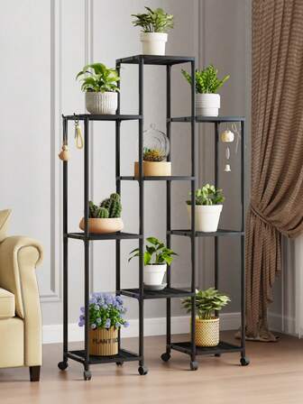 1pc Indoor/Balcony Decor Plant Stand, Nordic Iron Art Minimalist Multi-Layer Hanging Plant Pot Display Rack For Living Room, Suitable For Greenery