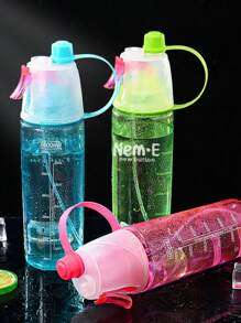 600ml Sports Water Spray Bottle - Leakproof Portable PC Water Bottle With Handle For Hiking, Gym, Travel - 2 In 1 Mist & Drink (Black/Green/Pink/Blue)