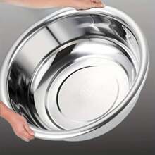 1-2pcs Extra Large Stainless Steel Bowl, Thicker Mixing Bowl, Face Wash Basin 14inch/36cm And Vegetable Washing Basin, Household Laundry Tub,School Supplies