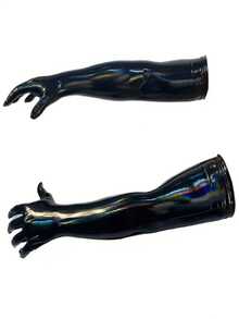 性感内衣配饰 1 件，成人新奇派对礼物多功能模特胶长手套性感五指手套派对热舞男女多功能紧身模特成人派对礼物手套 - 黑色 - 查看 2