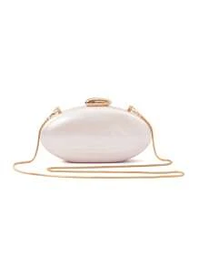 1 pieza Bolso de noche de mujer de acrílico con efecto de mármol blanco con perlas falsas, bolso bandolera con cadena dorada desmontable para bodas, fiestas, vacaciones y regalos, bolso de mano para bodas