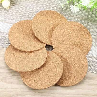 2/4/8/10 piezas Posavasos redondos/cuadrados de corcho suave, 10 cm de diámetro, 3/5 mm de grosor, reutilizables y absorbentes, adecuados para el hogar, la oficina, el bar y el restaurante, tazas, botellas, cuencos (redondos/cuadrados)