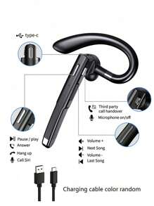 ENC Noise-Proof Wireless Headphones With Dual Microphones - Hands-Free Earbuds For Computer, Mobile, Truck Drivers, And Home Offices - Long-Lasting Lithium-Polymer Battery, Type-C Jack, And Wireless Charging Case Included